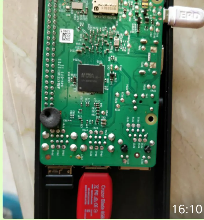 USB flash drive plugged into a Raspberry Pi for edge data storage